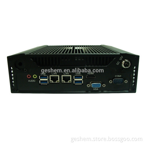 Geshem aliuminum box PC-GS5067H ubuntu Industrial pc type 12v5A mini pc i7 with 4gb ram 2 ethernet mini pc
